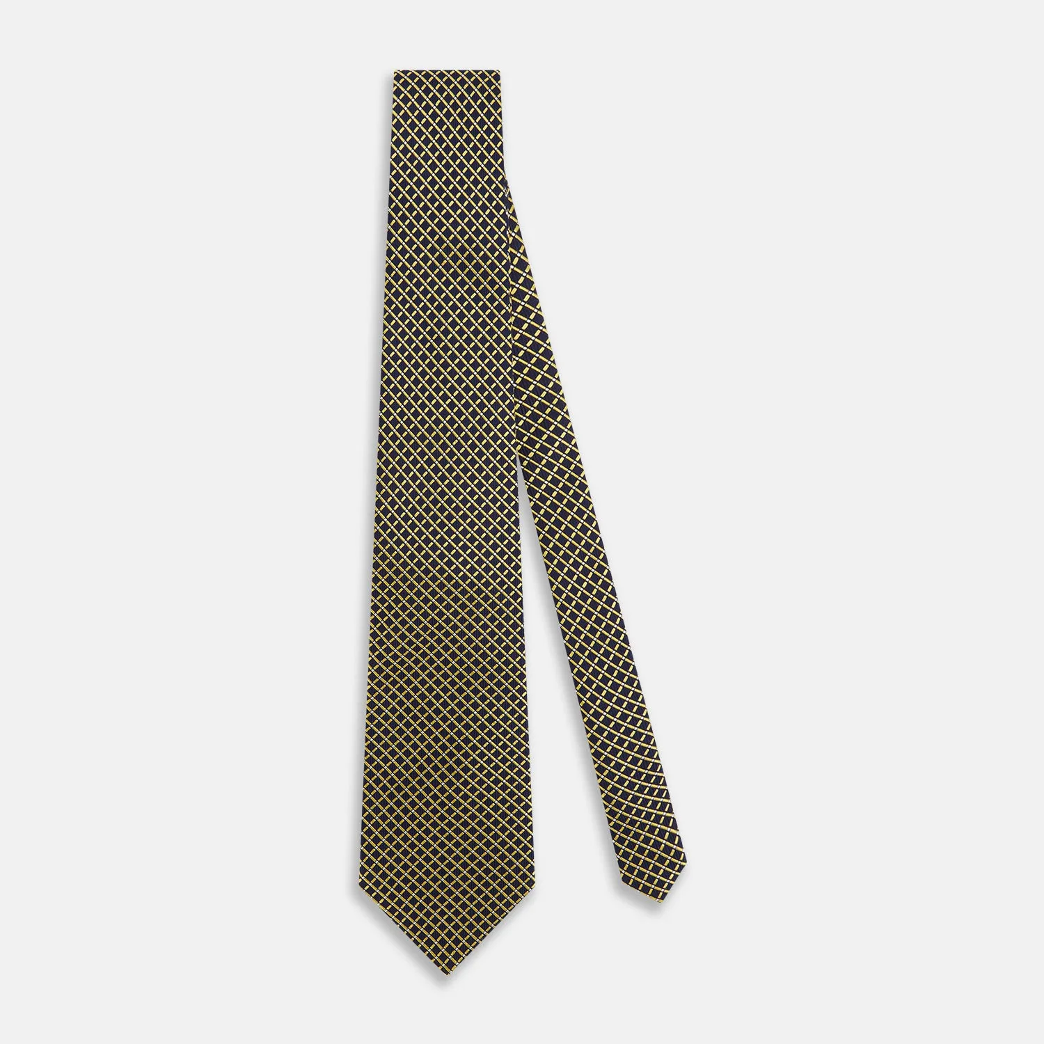 Yellow and Navy Diamond Silk Tie sold by Turnbull & Asser product image thumbnail 2