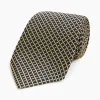 Yellow and Navy Diamond Silk Tie sold by Turnbull & Asser