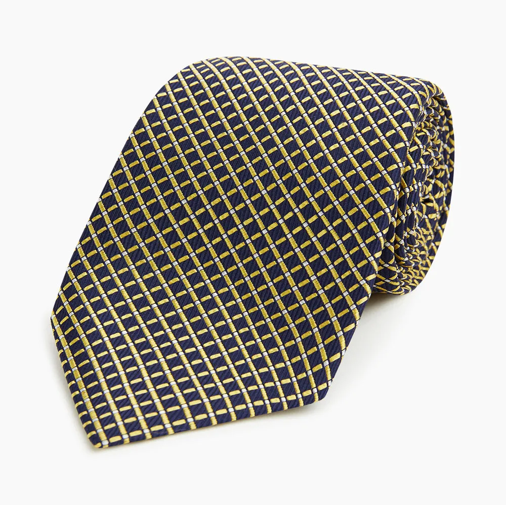Yellow and Navy Diamond Silk Tie sold by Turnbull & Asser product image thumbnail 5