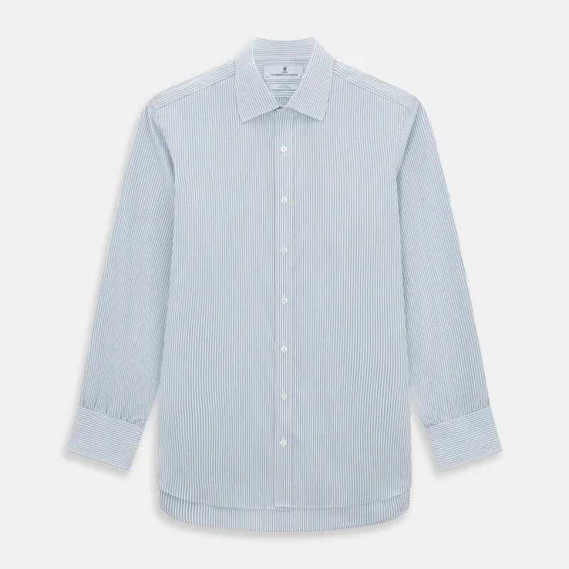 Sky Blue Shadow Pinstripe Mayfair Shirt sold by Turnbull & Asser