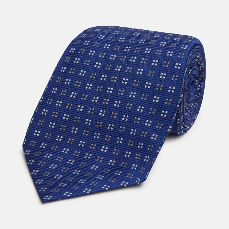 Blue and Brown Multi Dot Silk Tie sold by Turnbull & Asser