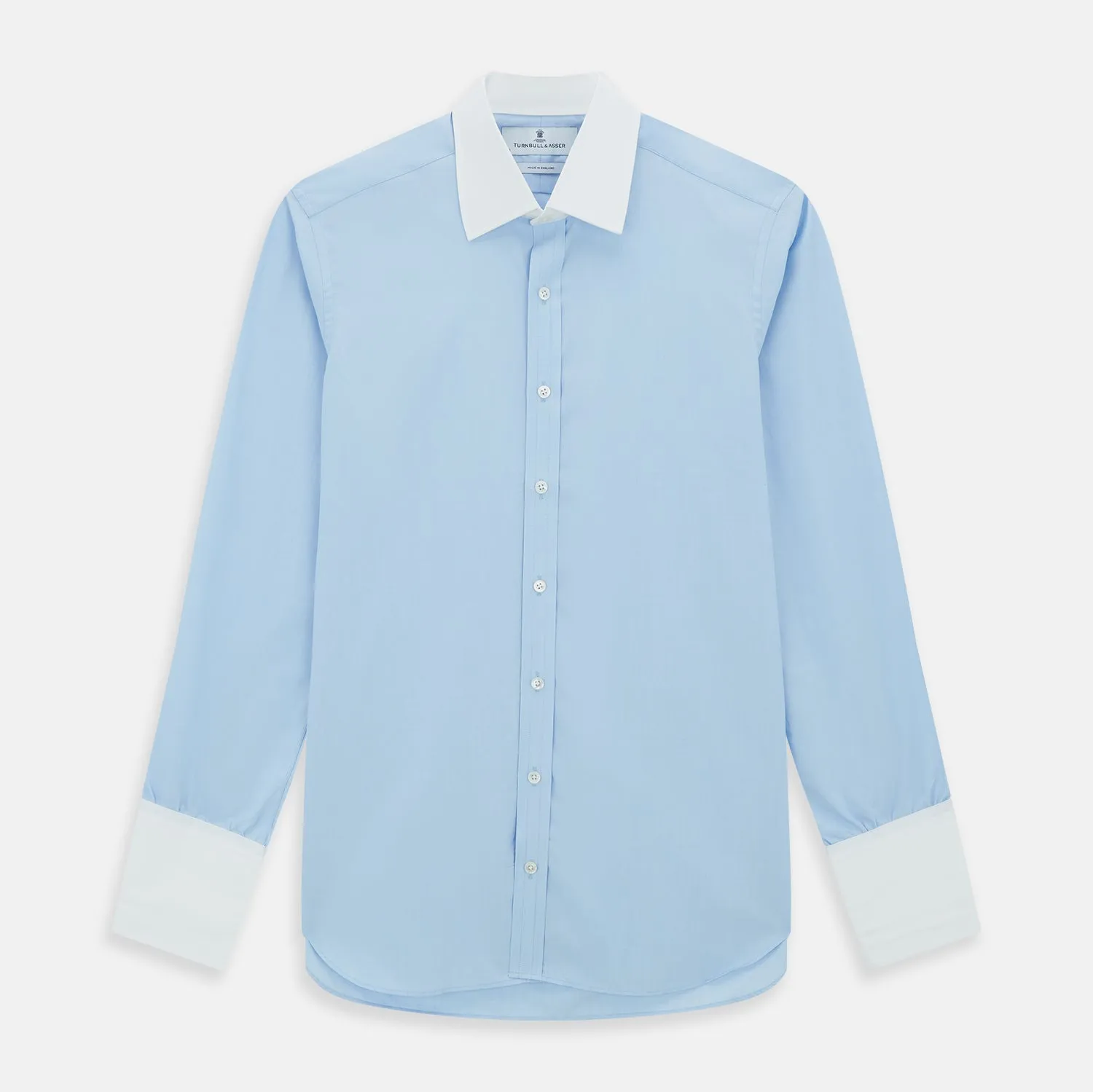 Light Blue End-on-End Shirt with Contrast T&A Collar and Double Cuffs sold by Turnbull & Asser