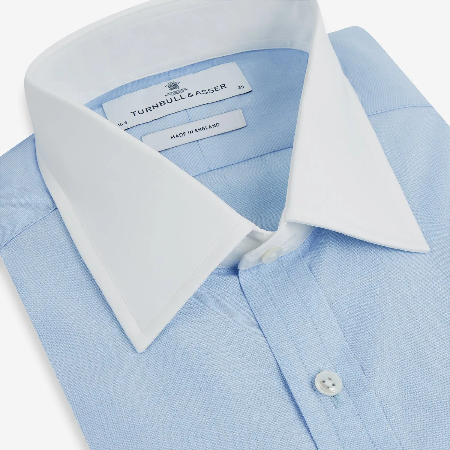 Light Blue End-on-End Shirt with Contrast T&A Collar and Double Cuffs sold by Turnbull & Asser product image thumbnail 2