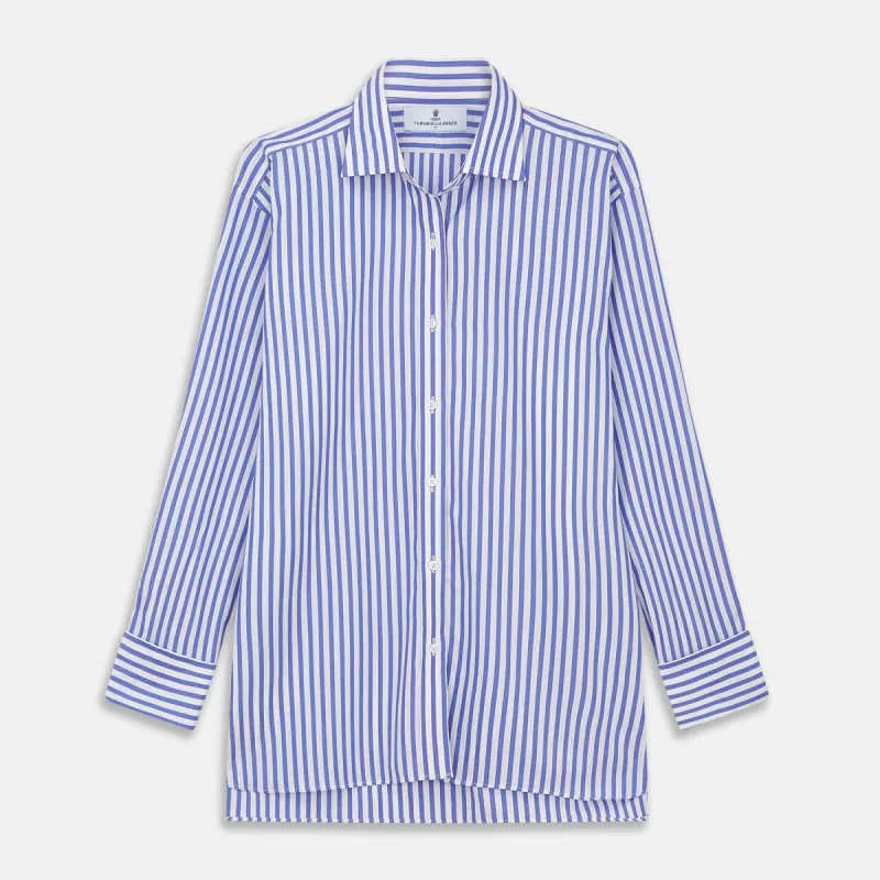 Pale Blue Candy Stripe Cotton Marlene Shirt sold by Turnbull & Asser