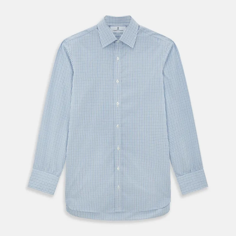 Sky Blue Micro Graph Check Mayfair Shirt sold by Turnbull & Asser