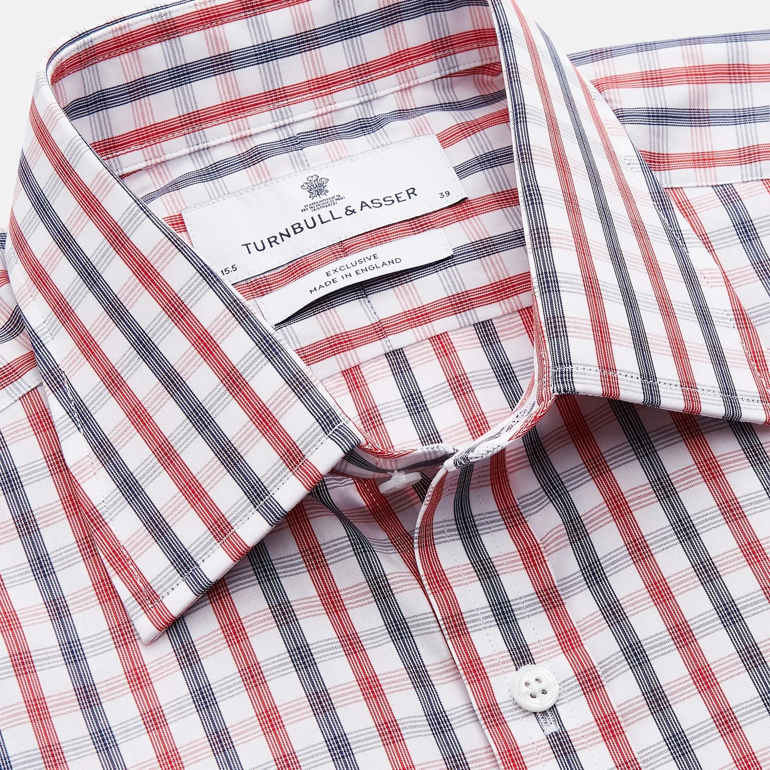 Navy and Red Check Cotton Regular Fit Mayfair Shirt sold by Turnbull & Asser product image thumbnail 5