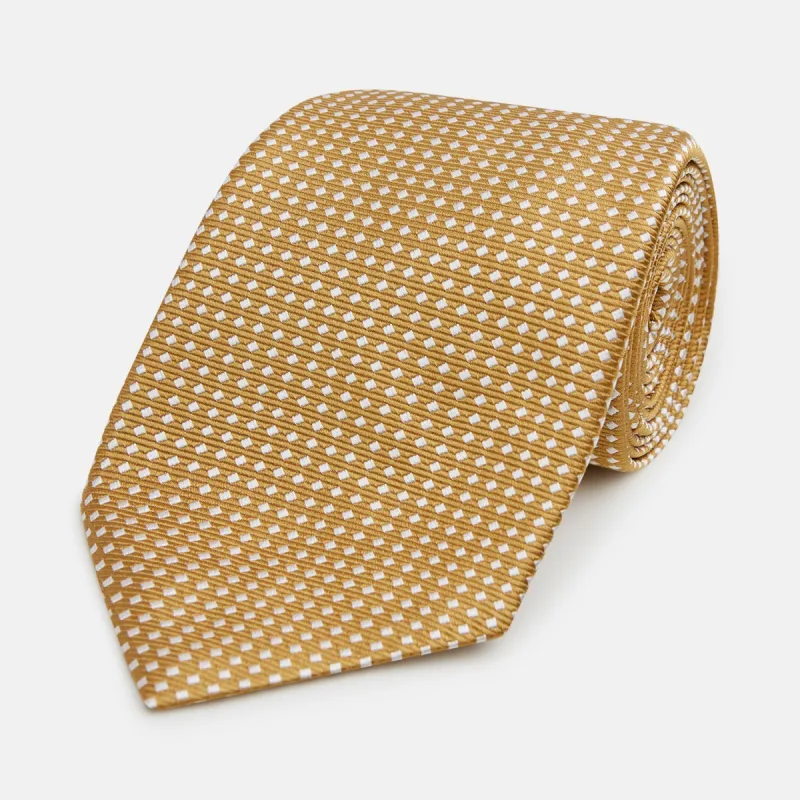 Light Brown and White Diamond Silk Tie sold by Turnbull & Asser