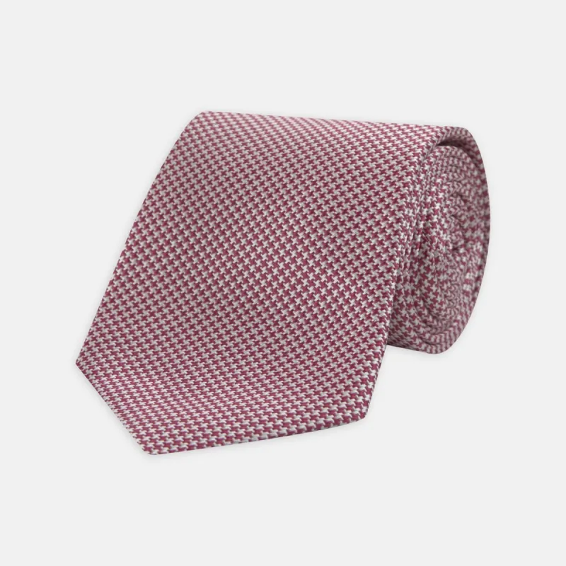 Dark Pink Houndstooth Silk Tie sold by Turnbull & Asser