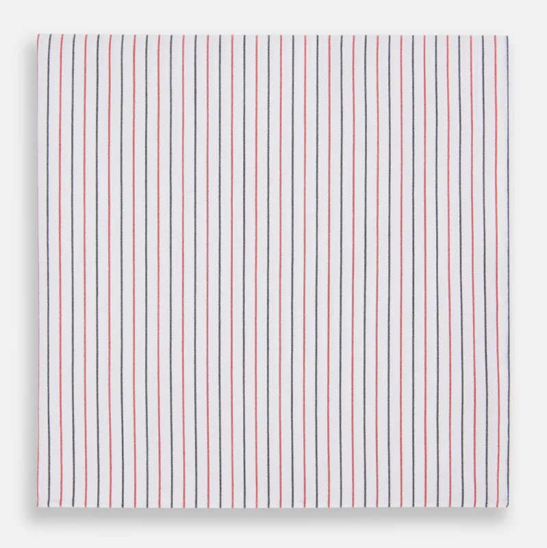 Hand Rolled Red and Navy Pinstripe Handkerchief sold by Turnbull & Asser