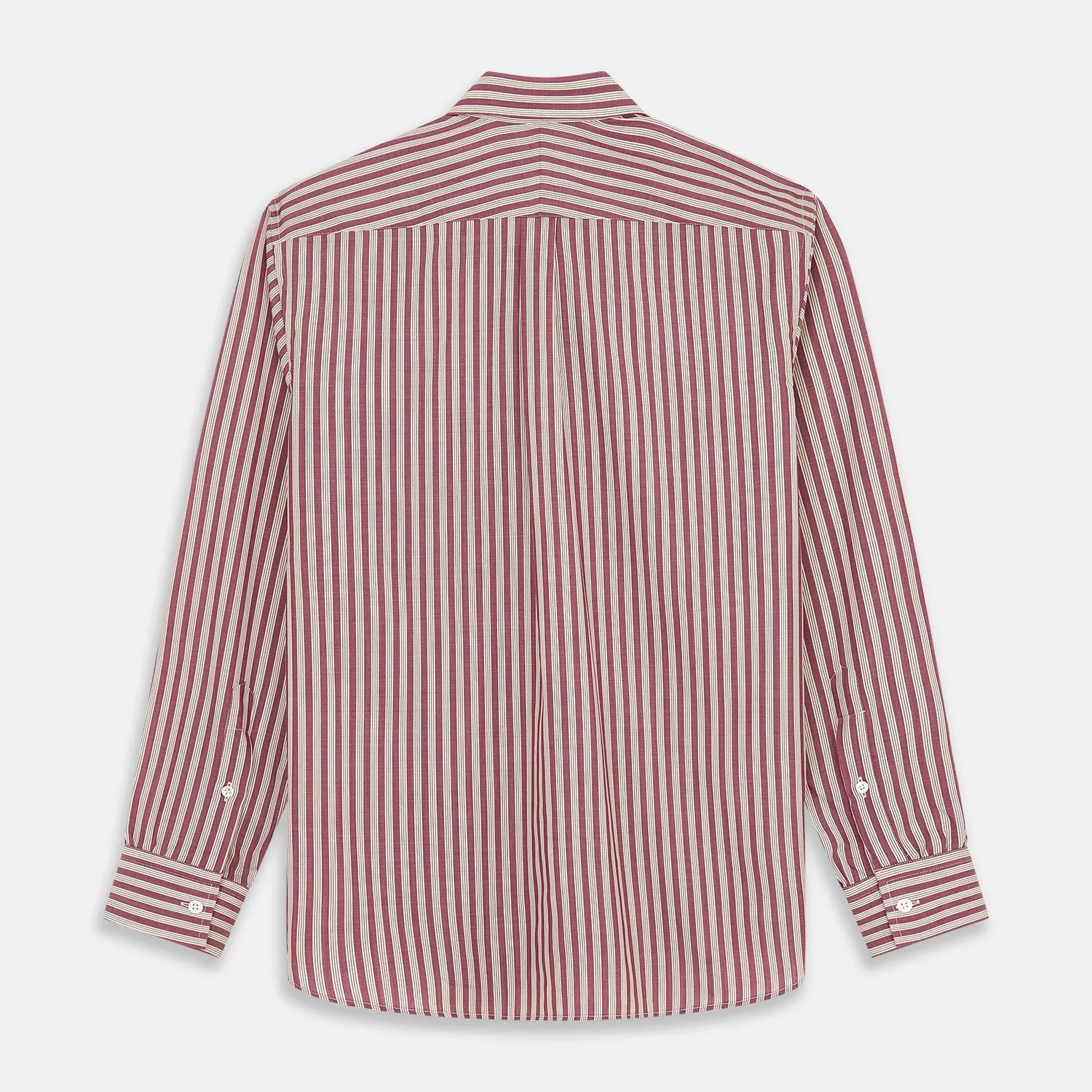 Burgundy Multi Stripe Weekend Fit Wool Shirt with Derby Collar and 1 Button Cuffs sold by Turnbull & Asser product image thumbnail 5