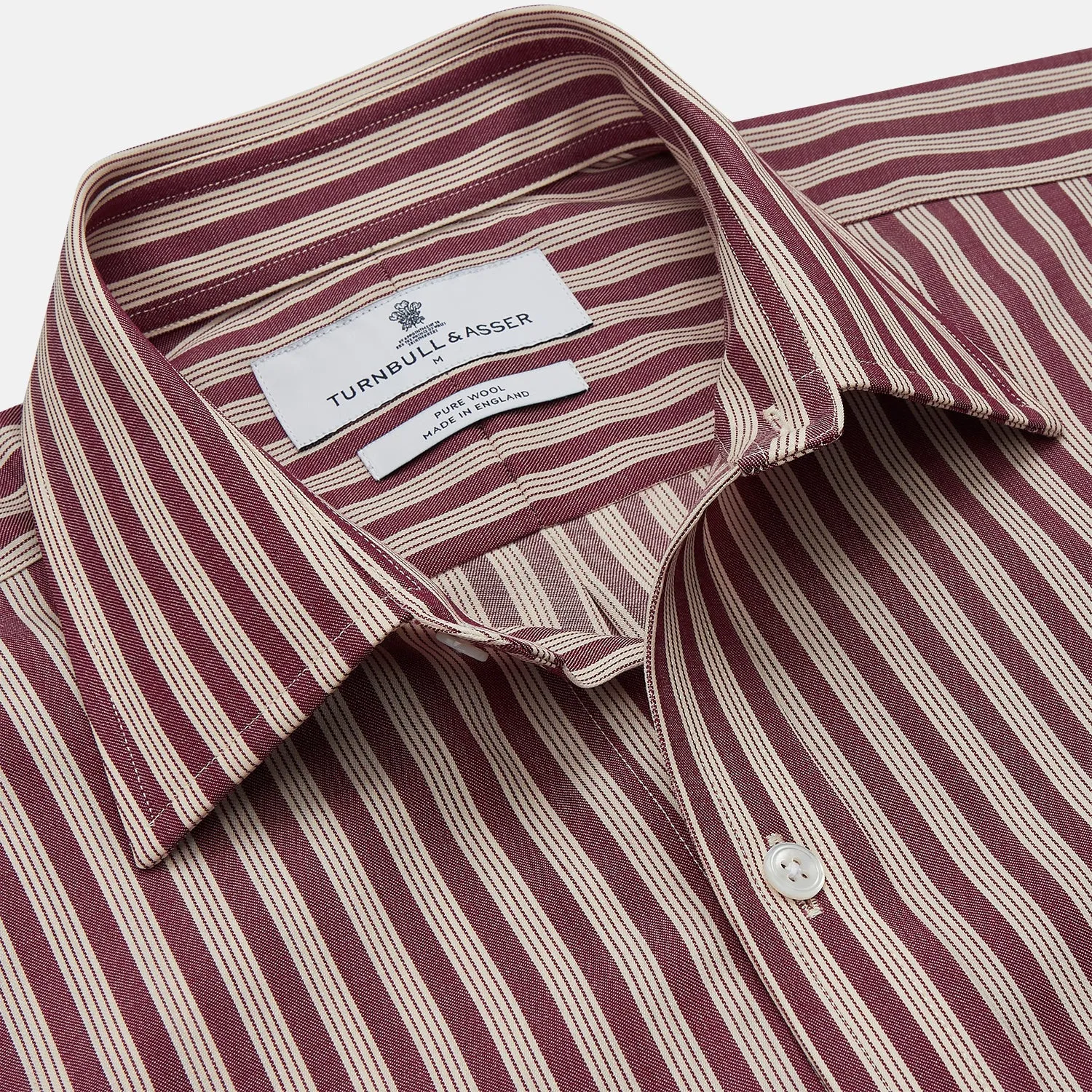 Burgundy Multi Stripe Weekend Fit Wool Shirt with Derby Collar and 1 Button Cuffs sold by Turnbull & Asser product image thumbnail 2