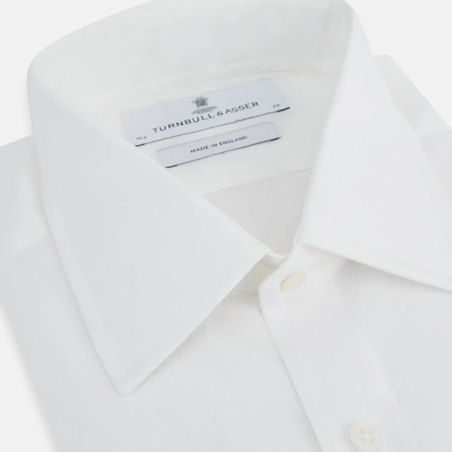 Plain White Cotton Shirt with T&A Collar and Double Cuffs sold by Turnbull & Asser product image thumbnail 2