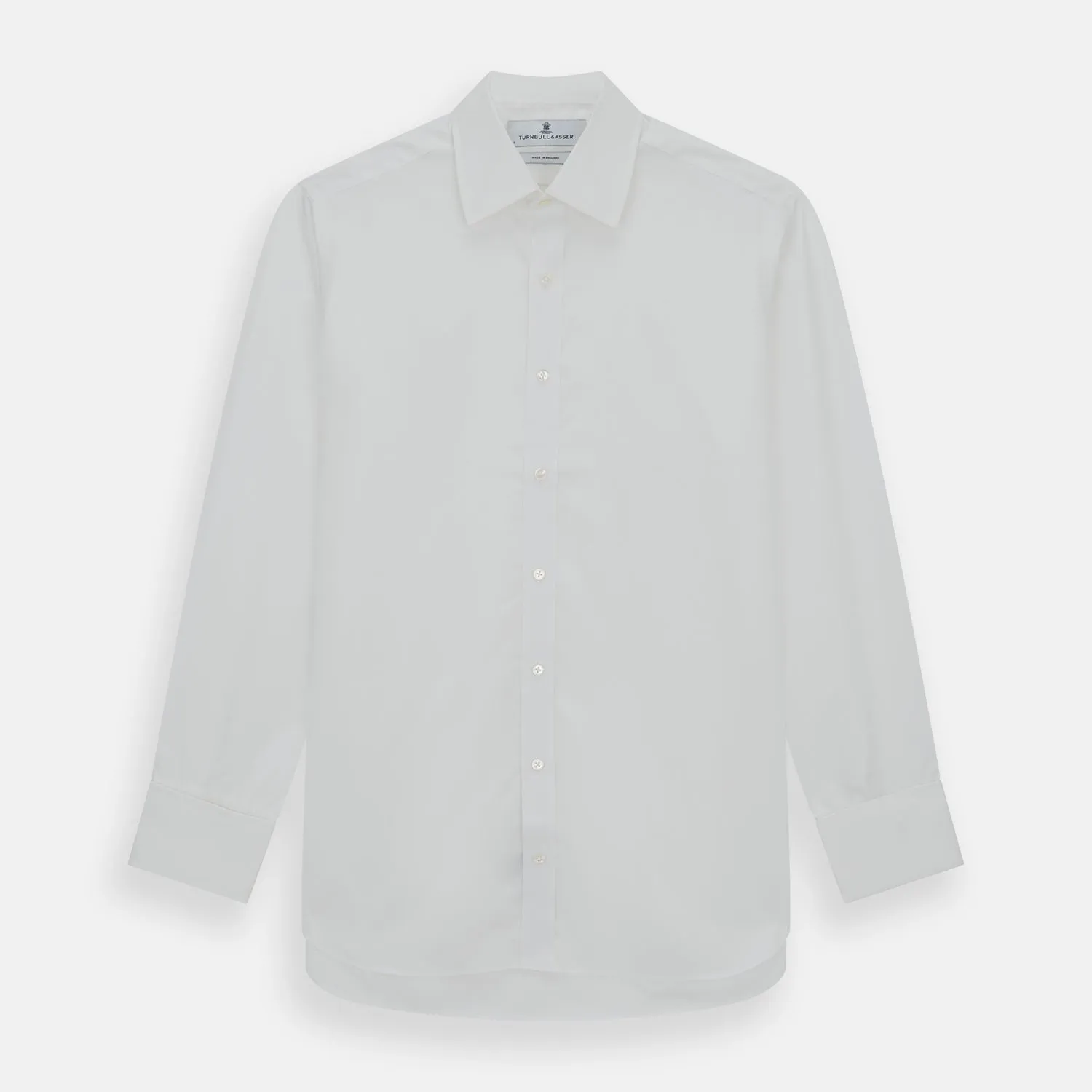 Plain White Cotton Shirt with T&A Collar and Double Cuffs sold by Turnbull & Asser