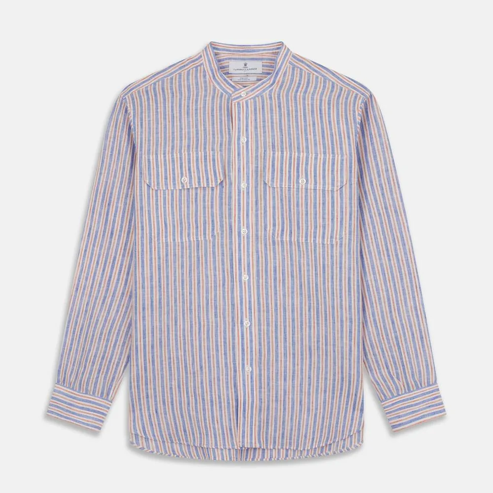 Blue & Red Stripe Linen Fabric sold by Turnbull & Asser product image thumbnail 2