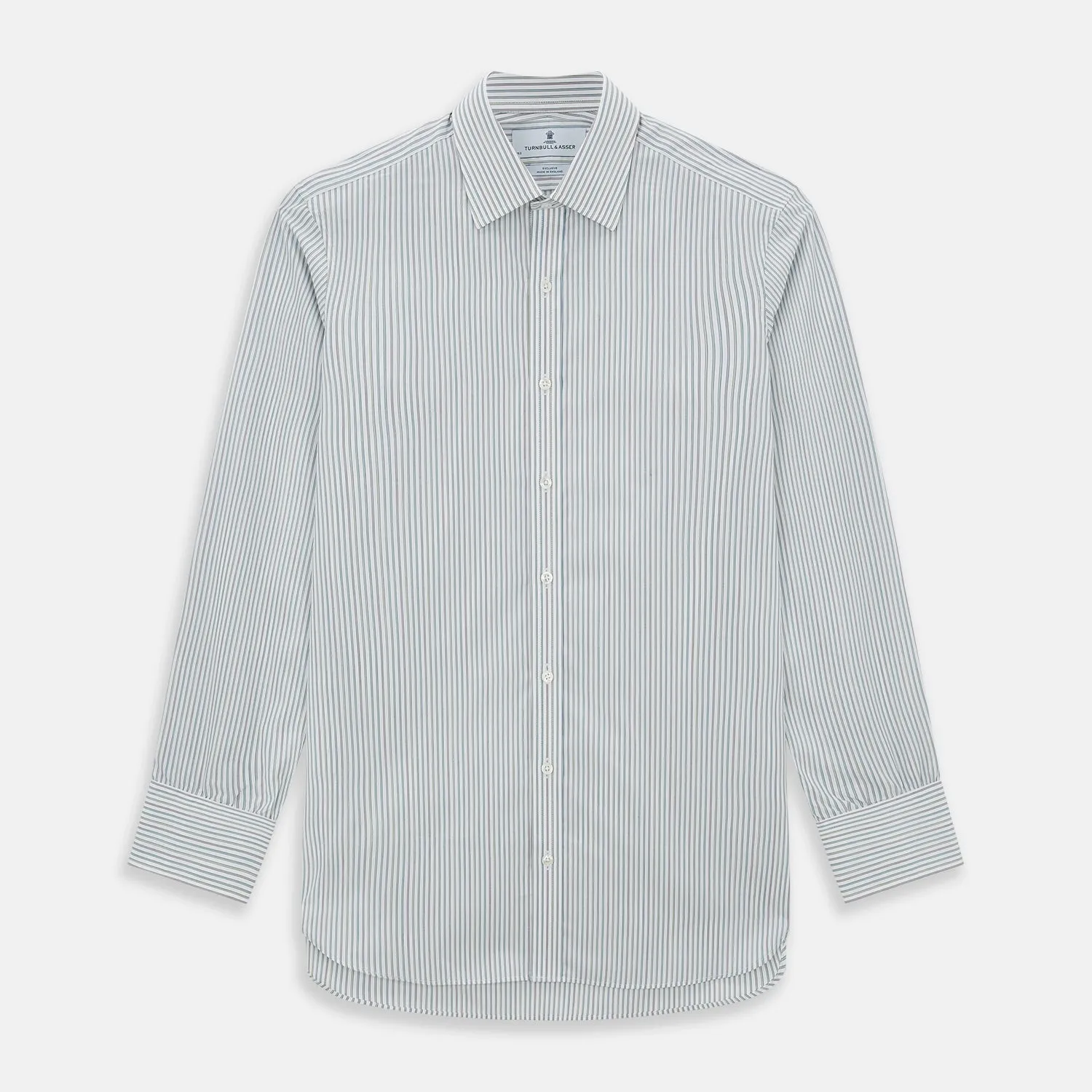 Forest Green with Multicoloured Music Stripe Mayfair Shirt sold by Turnbull & Asser