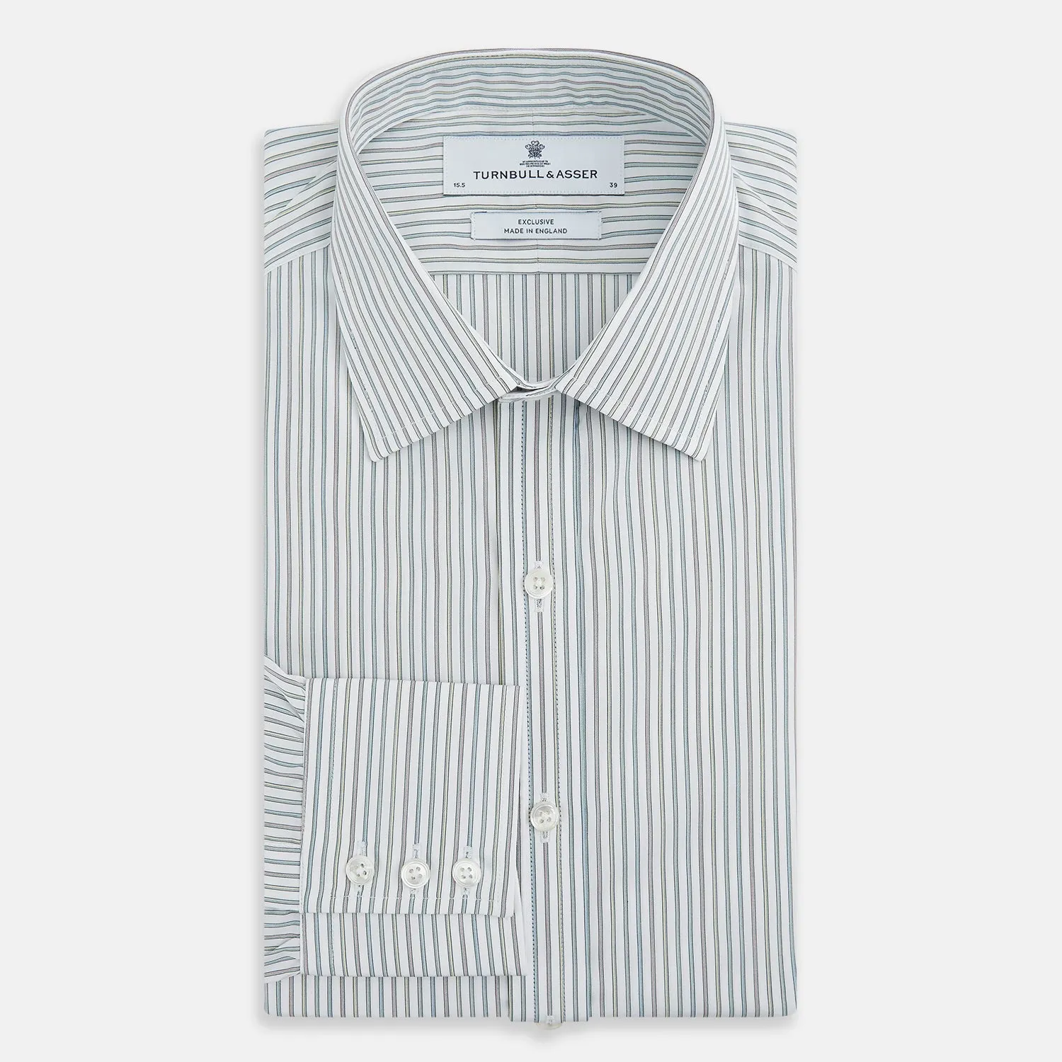 Forest Green with Multicoloured Music Stripe Mayfair Shirt sold by Turnbull & Asser product image thumbnail 5