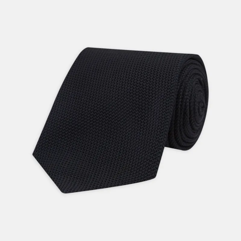 Navy Grenadine Silk Tie sold by Turnbull & Asser