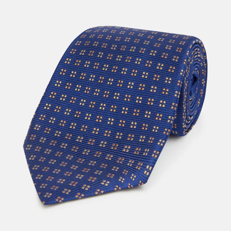 Bronze and Blue Multi Dot Silk Tie sold by Turnbull & Asser