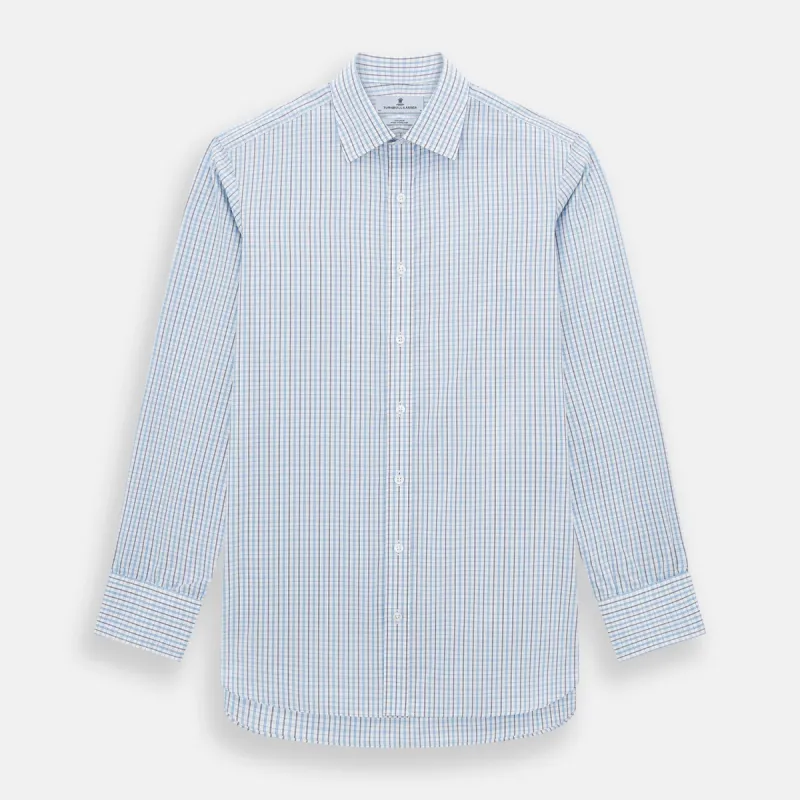 Navy and Blue Multi Check Mayfair Shirt sold by Turnbull & Asser