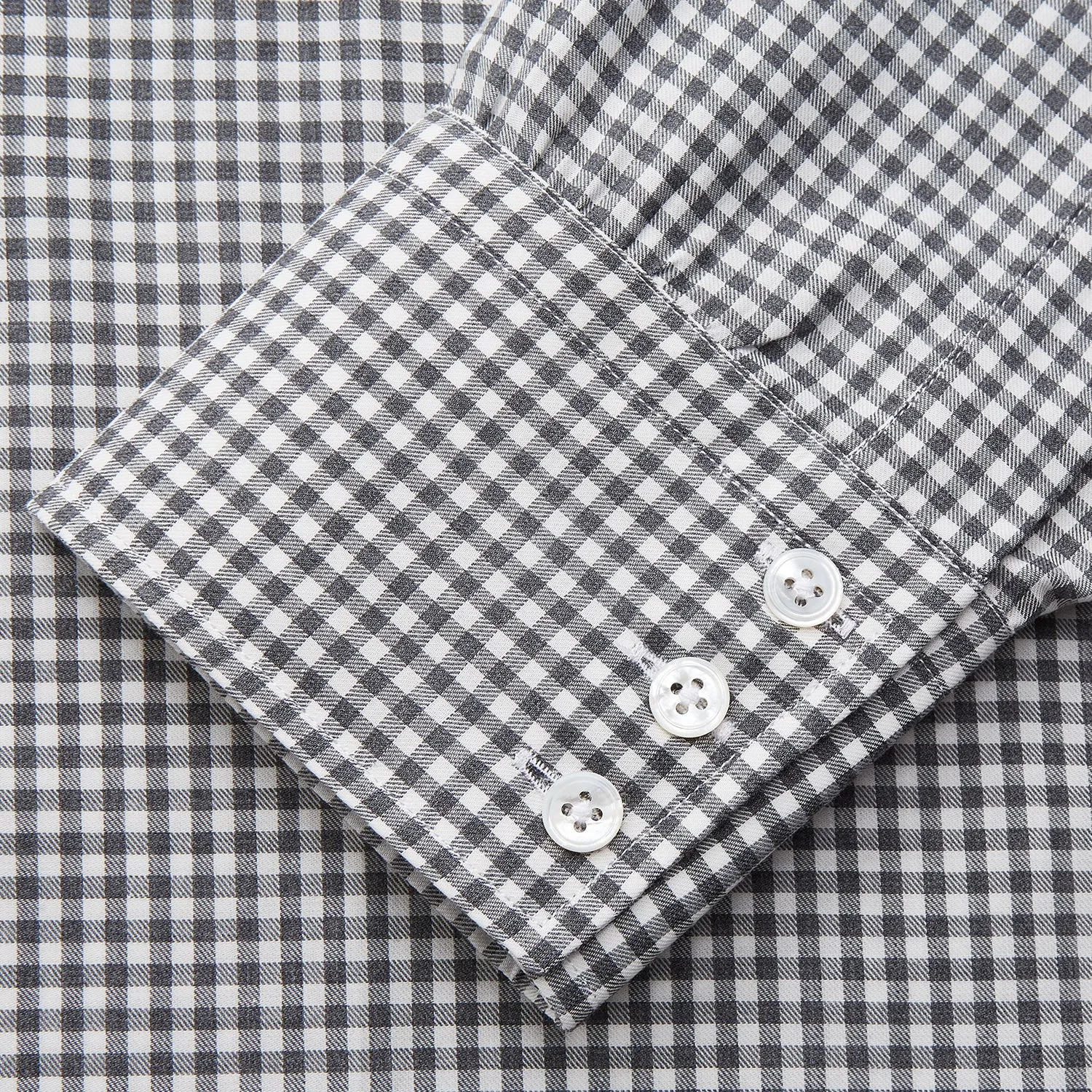 Grey Gingham Check Cotton Melange Regular Fit Mayfair Shirt sold by Turnbull & Asser product image thumbnail 3