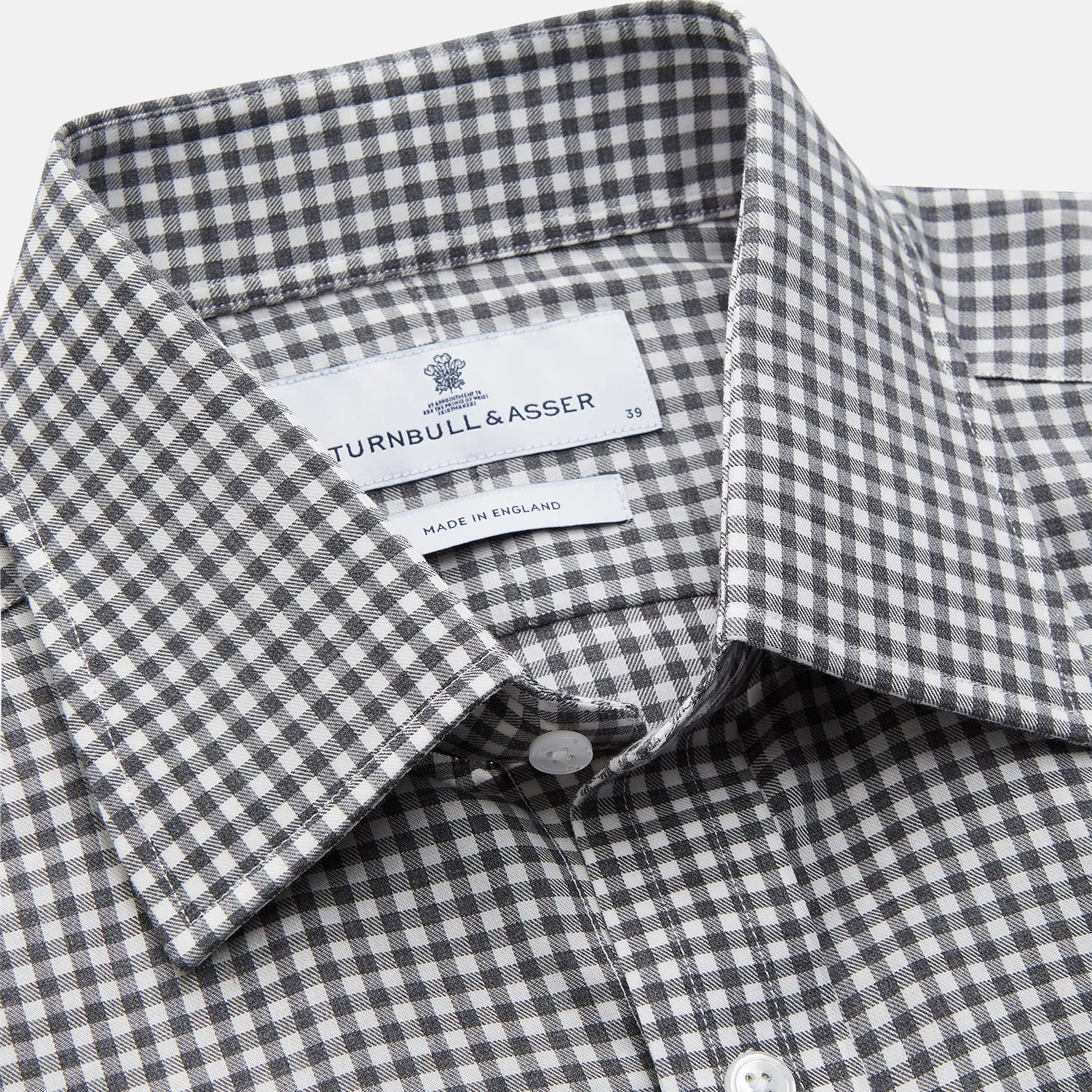 Grey Gingham Check Cotton Melange Regular Fit Mayfair Shirt sold by Turnbull & Asser product image thumbnail 2