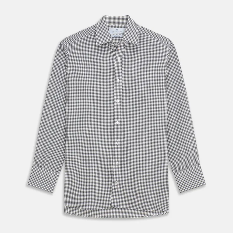 Grey Gingham Check Cotton Melange Regular Fit Mayfair Shirt sold by Turnbull & Asser