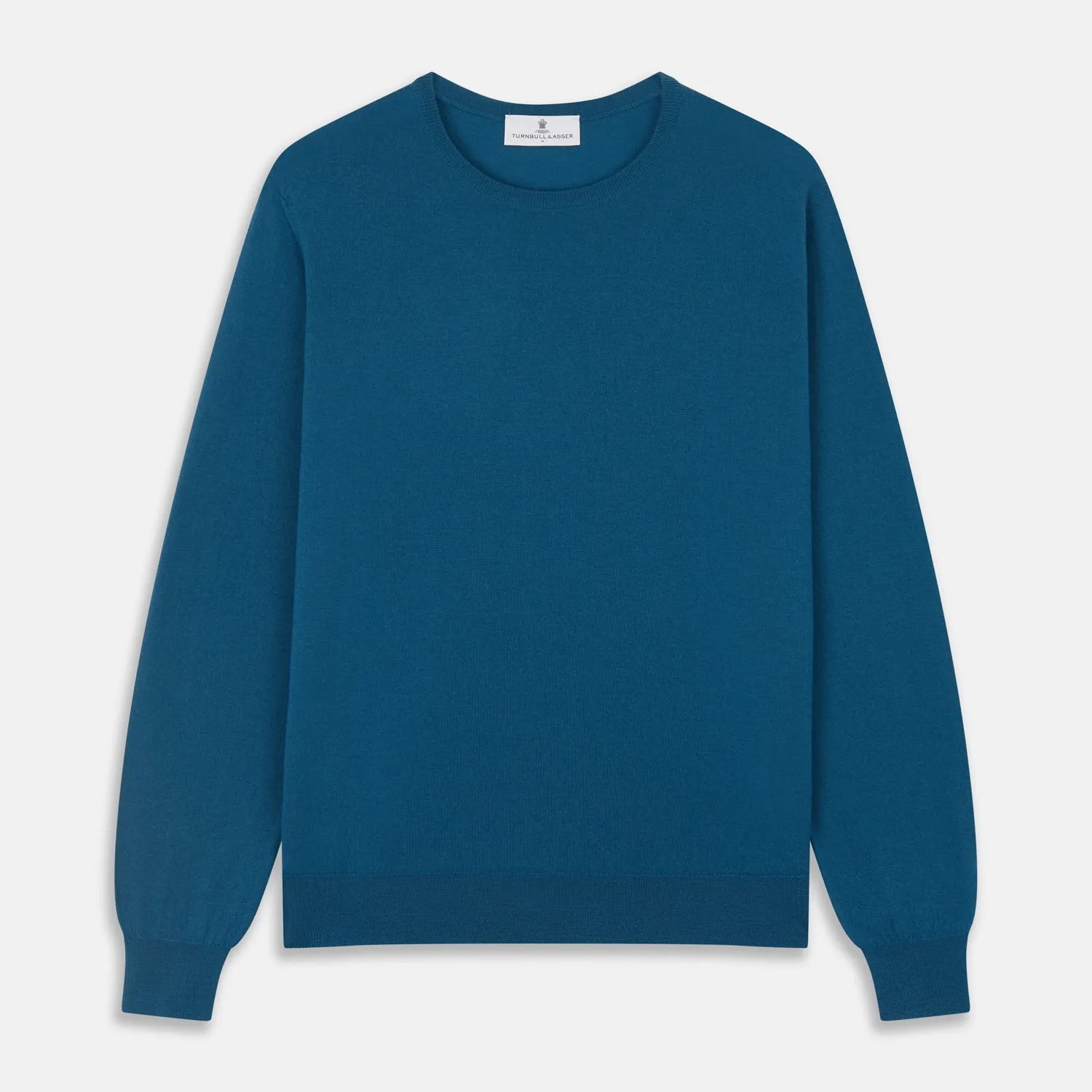 Ocean Blue Merino Kingston Crew Neck Jumper sold by Turnbull & Asser product image thumbnail 2