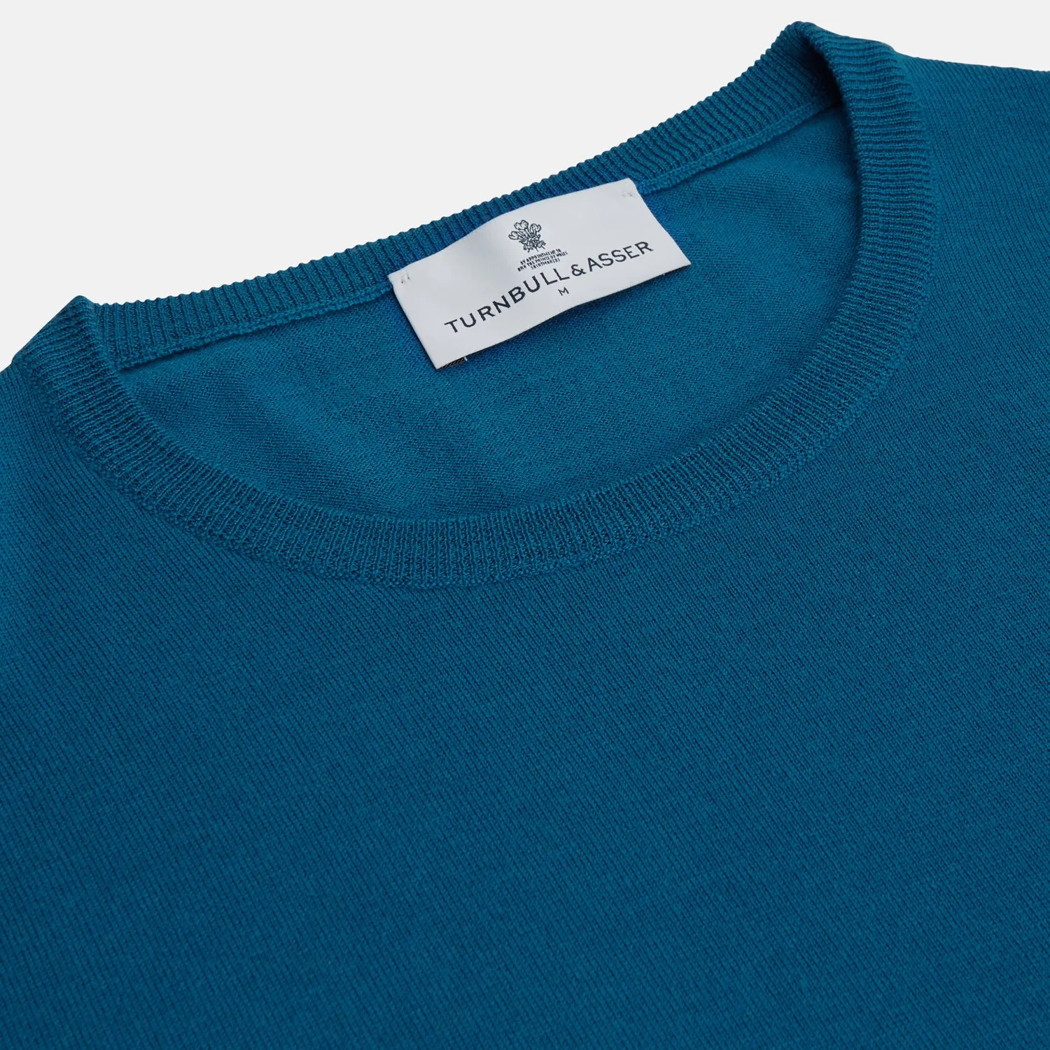 Ocean Blue Merino Kingston Crew Neck Jumper sold by Turnbull & Asser product image thumbnail 3