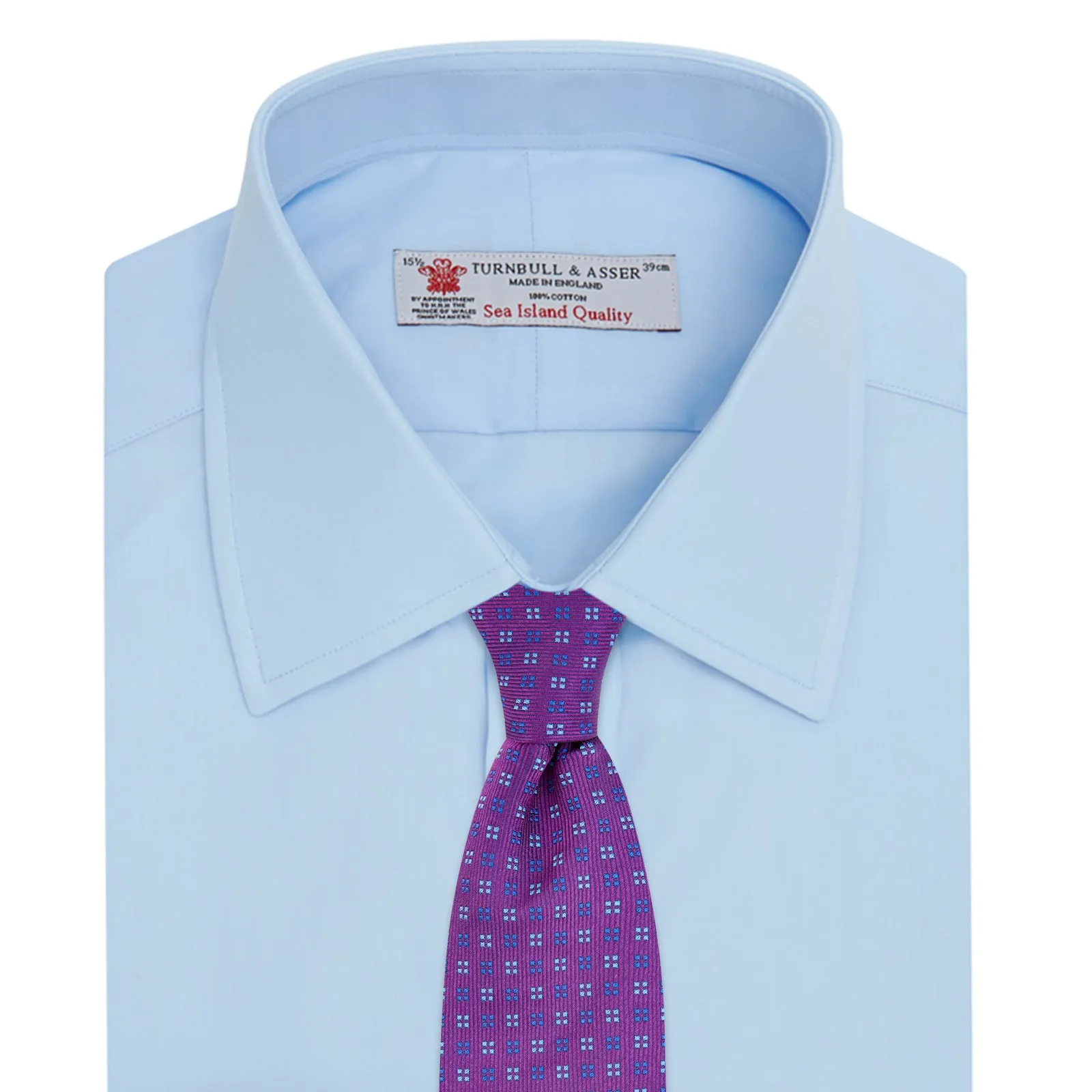 Light Blue Sea Island Quality Cotton Shirt with T&A Collar and Double Cuffs sold by Turnbull & Asser product image thumbnail 4