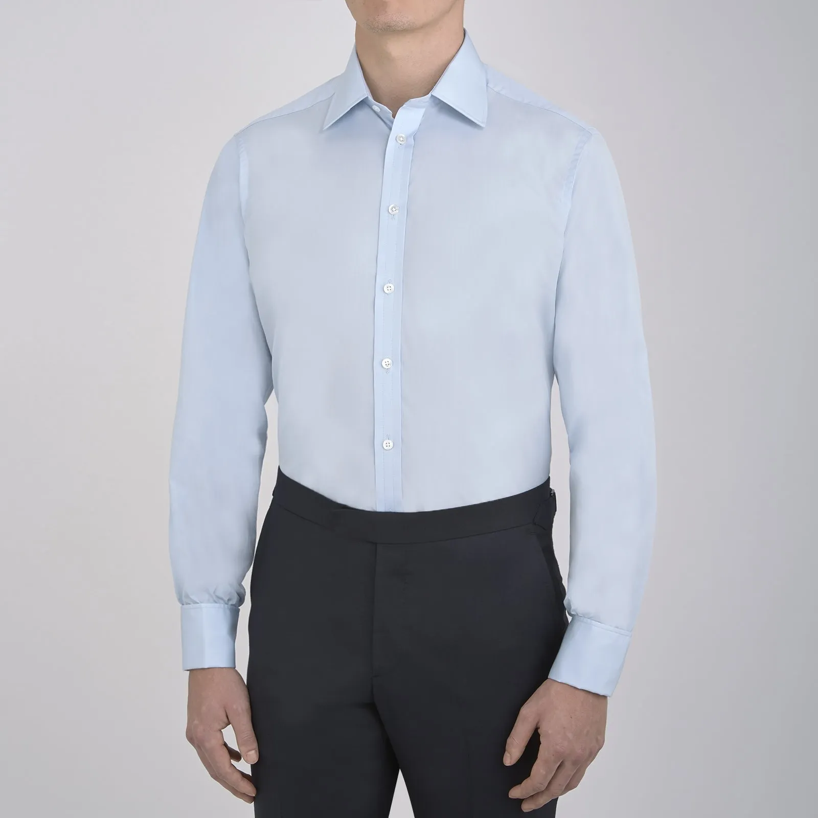 Light Blue Sea Island Quality Cotton Shirt with T&A Collar and Double Cuffs sold by Turnbull & Asser product image thumbnail 2