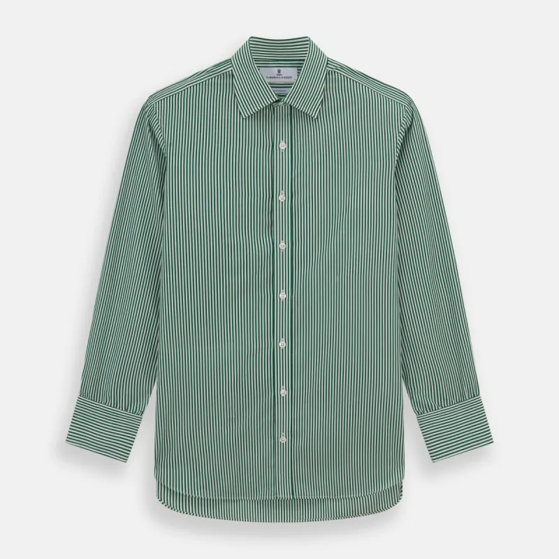 Dark Green Bengal Stripe Mayfair Shirt sold by Turnbull & Asser