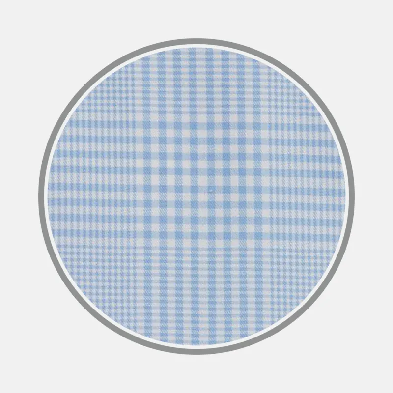 Pale Blue Check Cotton Fabric sold by Turnbull & Asser