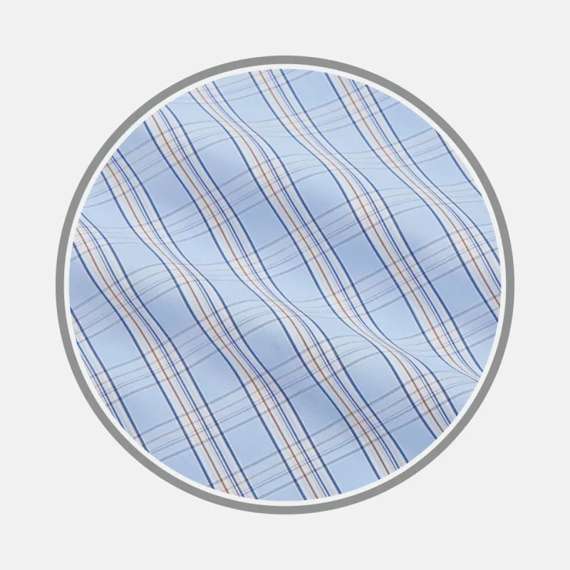 Pale Blue Multi-check Cotton Fabric sold by Turnbull & Asser