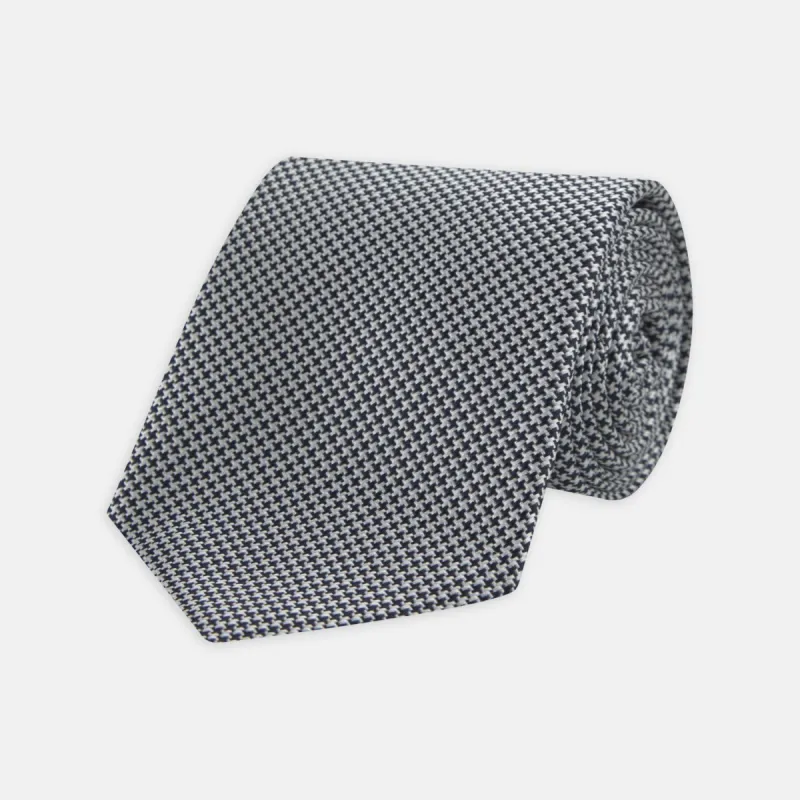 Navy Houndstooth Silk Tie sold by Turnbull & Asser