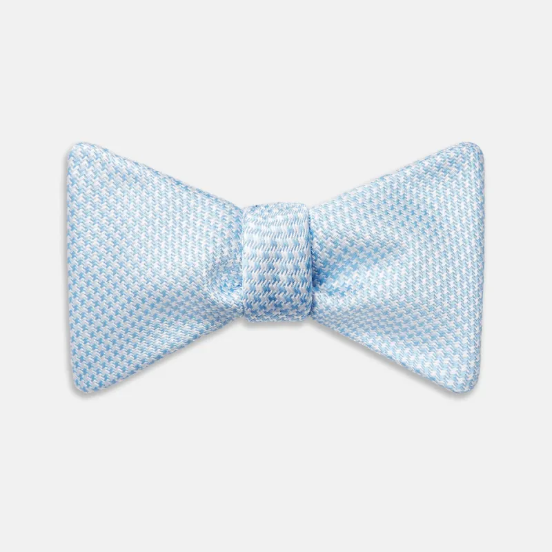 Pale Blue and White Hounstooth Silk Bow Tie sold by Turnbull & Asser