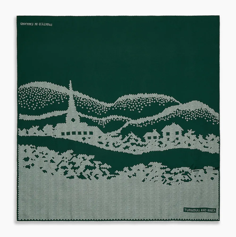 Green Snowscape Motif Silk Extra Large Scarf sold by Turnbull & Asser product image thumbnail 3