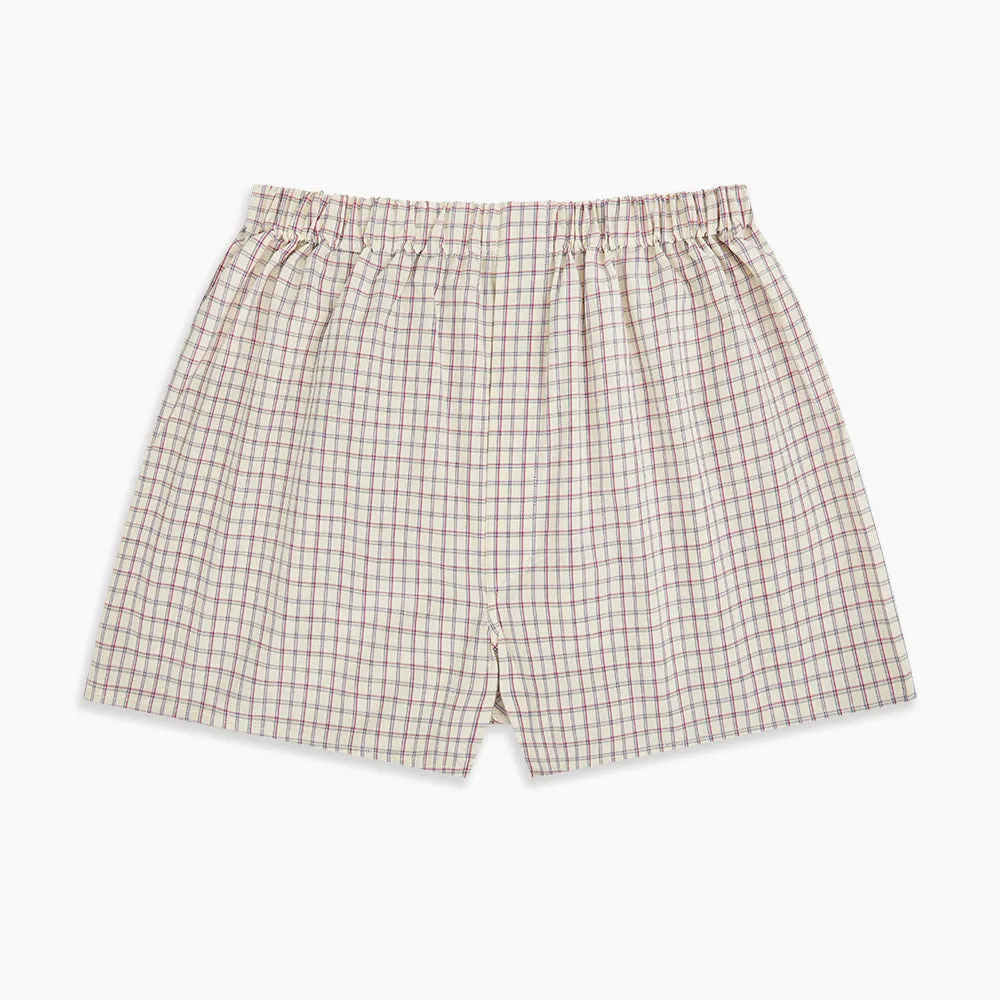 Pink and Cream Double Graph Check Godfrey Boxer Shorts sold by Turnbull & Asser product image thumbnail 3