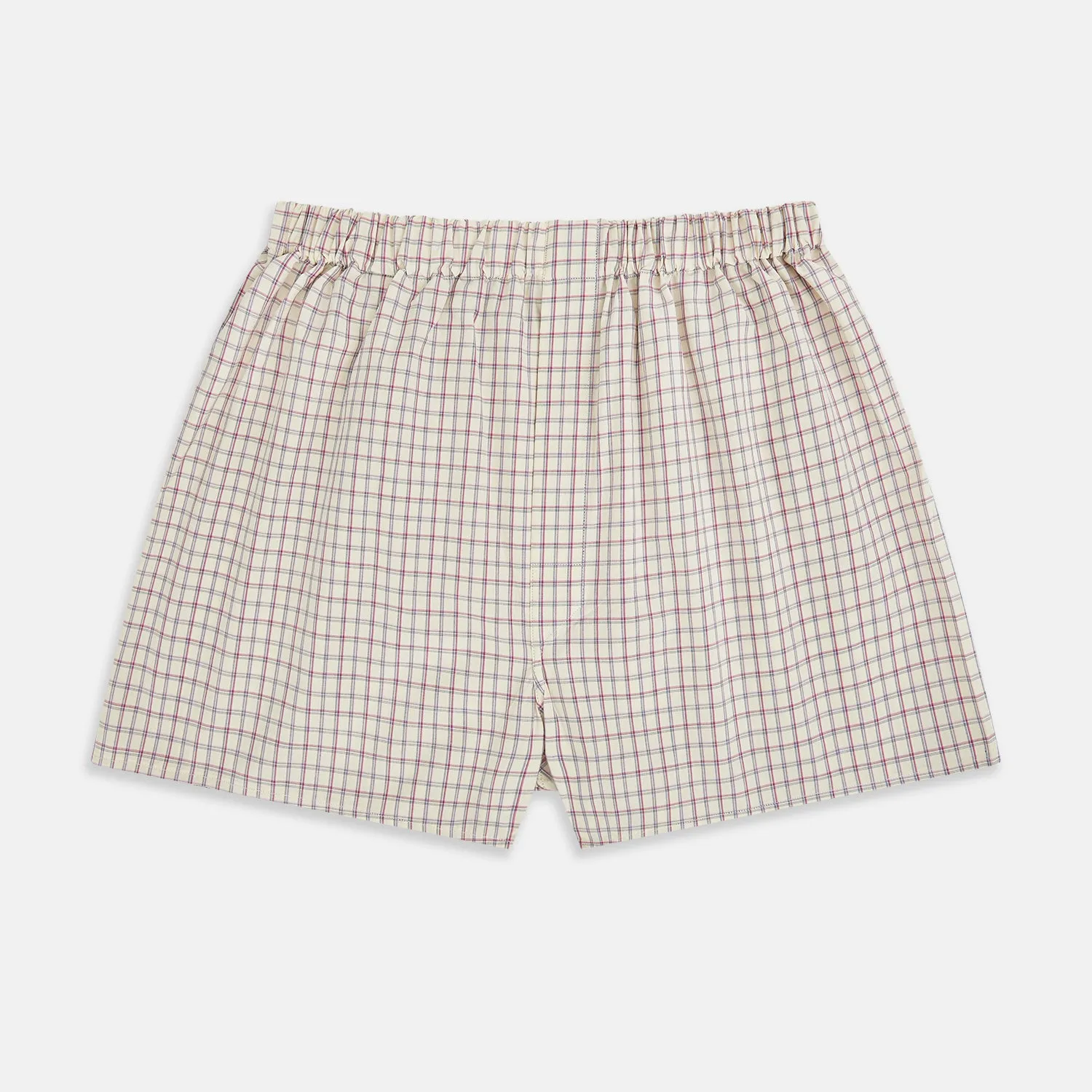 Pink and Cream Double Graph Check Godfrey Boxer Shorts sold by Turnbull & Asser