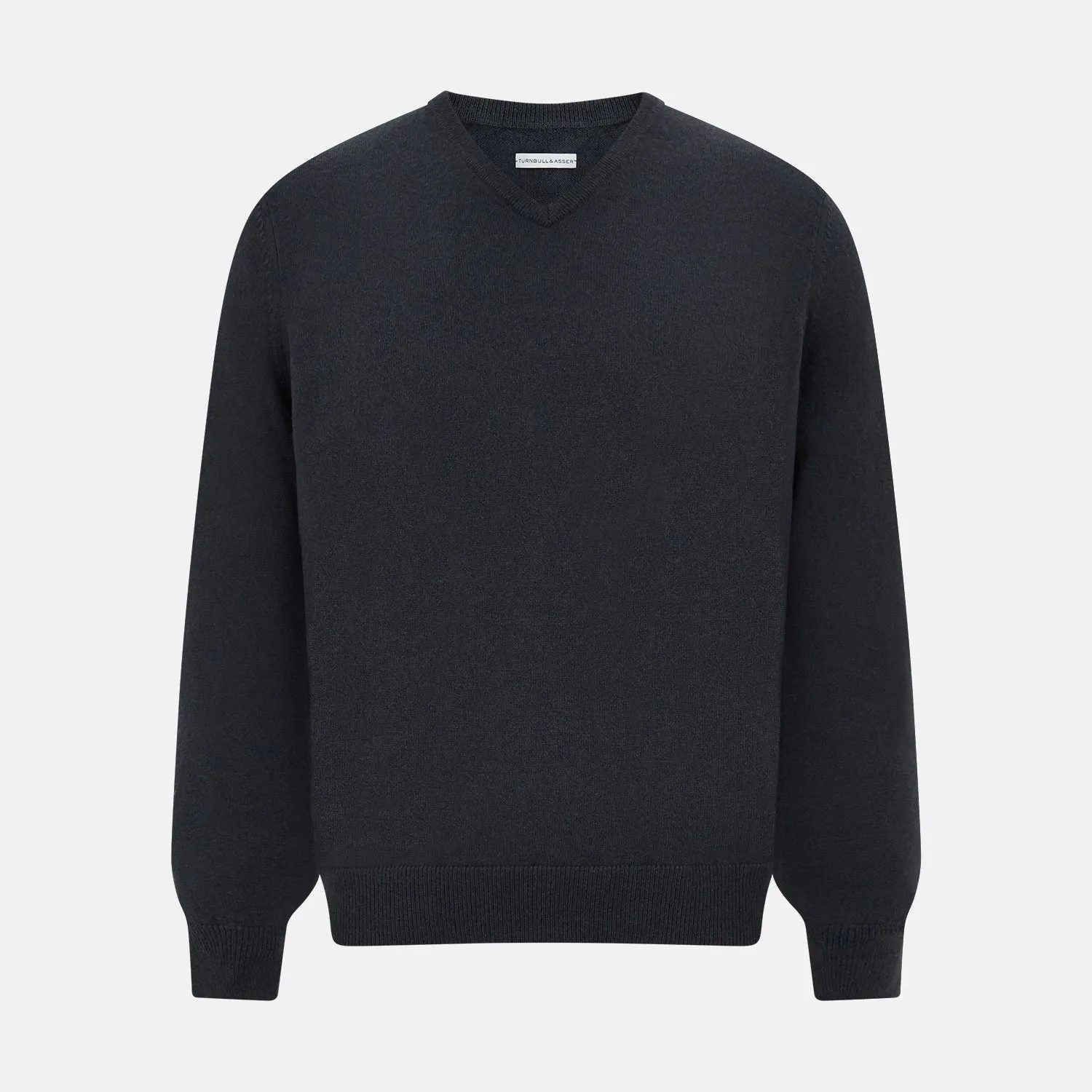 Dark Green Cashmere V-Neck Jumper sold by Turnbull & Asser