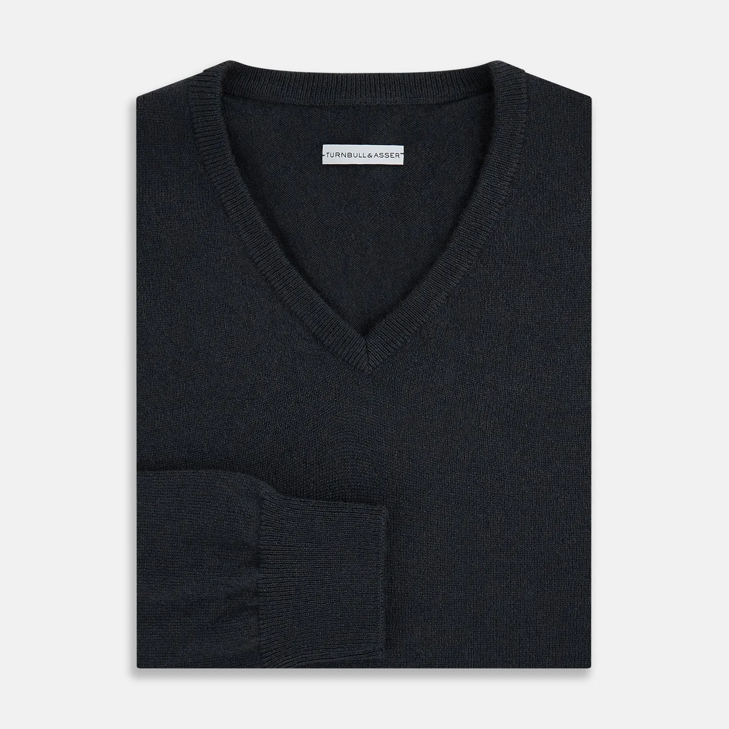 Dark Green Cashmere V-Neck Jumper sold by Turnbull & Asser product image thumbnail 4