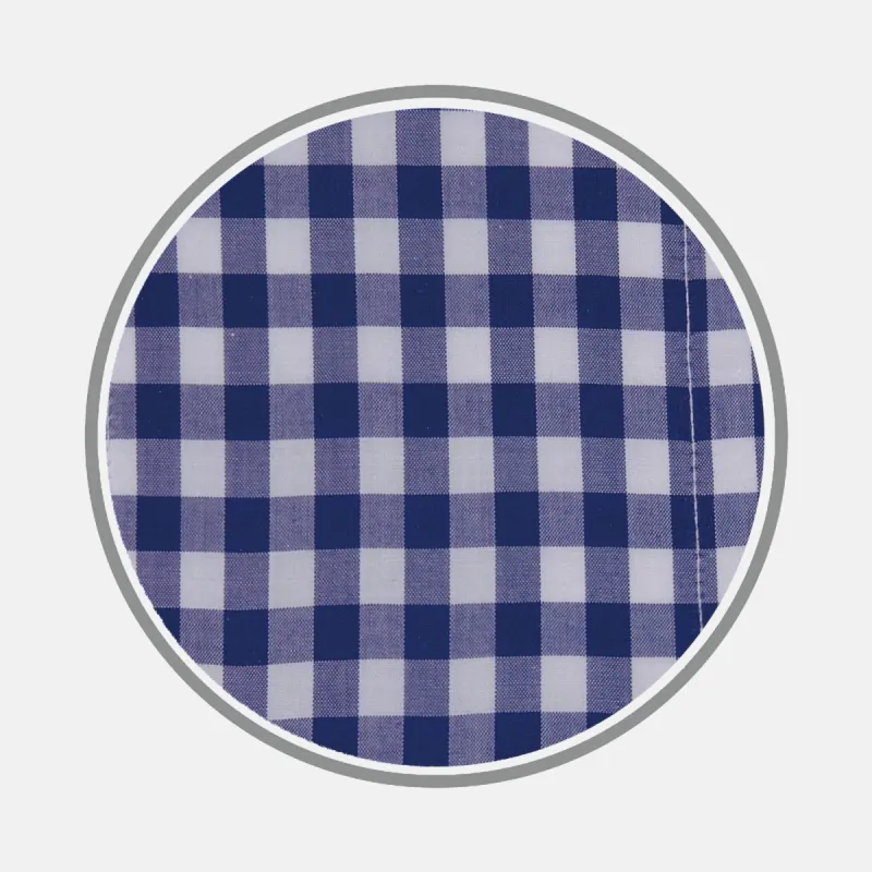 Navy Wide Gingham Check Cotton Fabric sold by Turnbull & Asser