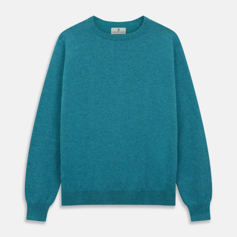 Teal Glenn Crew Neck Jumper sold by Turnbull & Asser