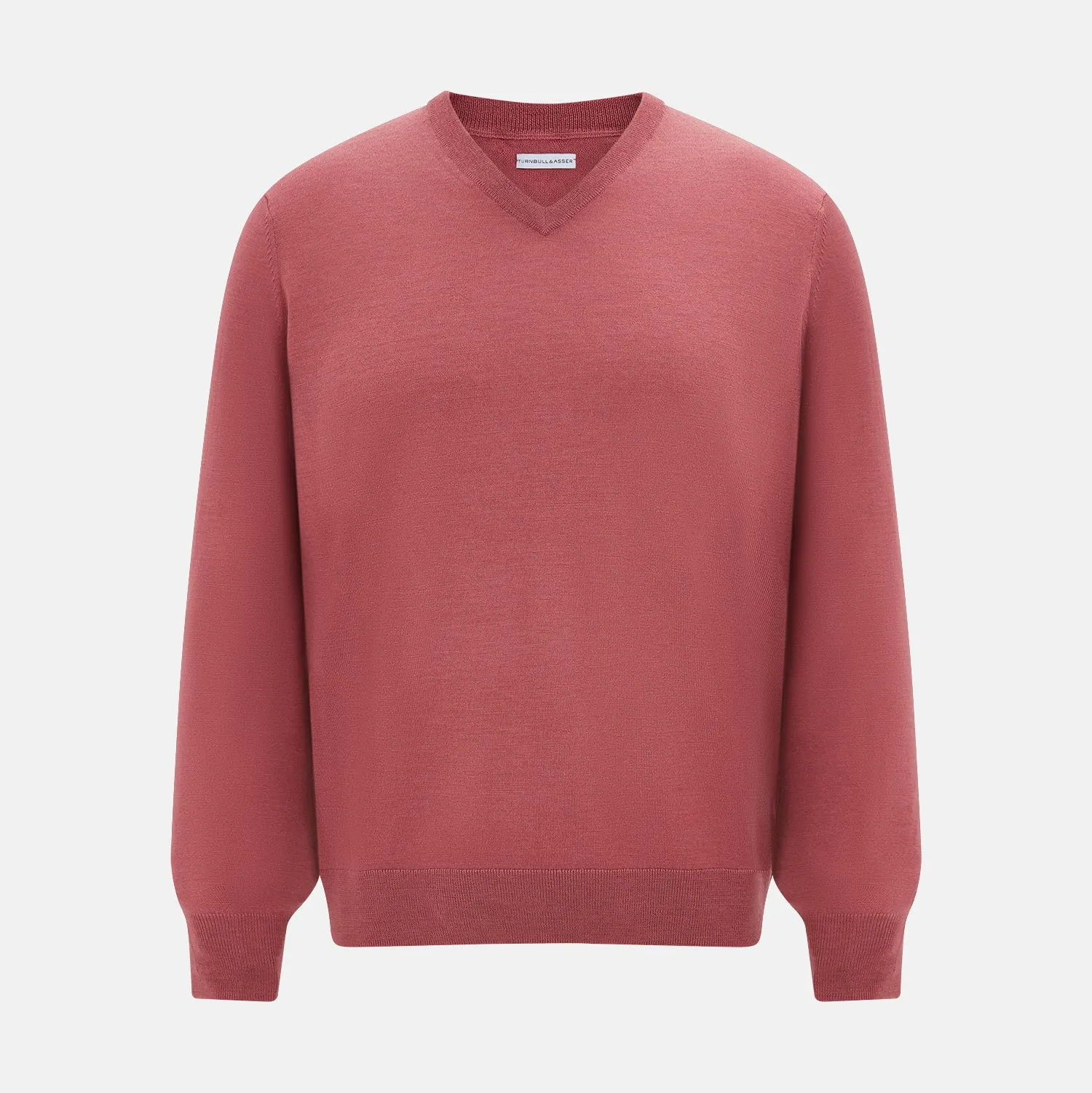 Antique Pink Merino V-Neck-Jumper sold by Turnbull & Asser