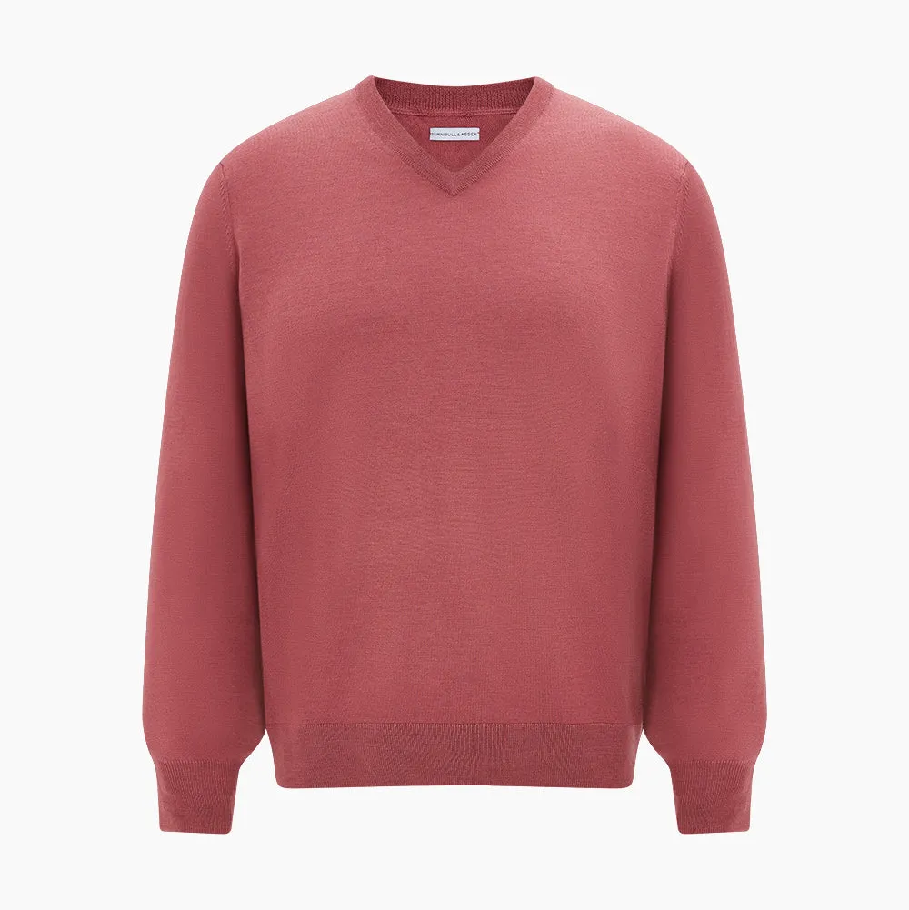 Antique Pink Merino V-Neck-Jumper sold by Turnbull & Asser product image thumbnail 5