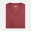 Antique Pink Merino V-Neck-Jumper sold by Turnbull & Asser
