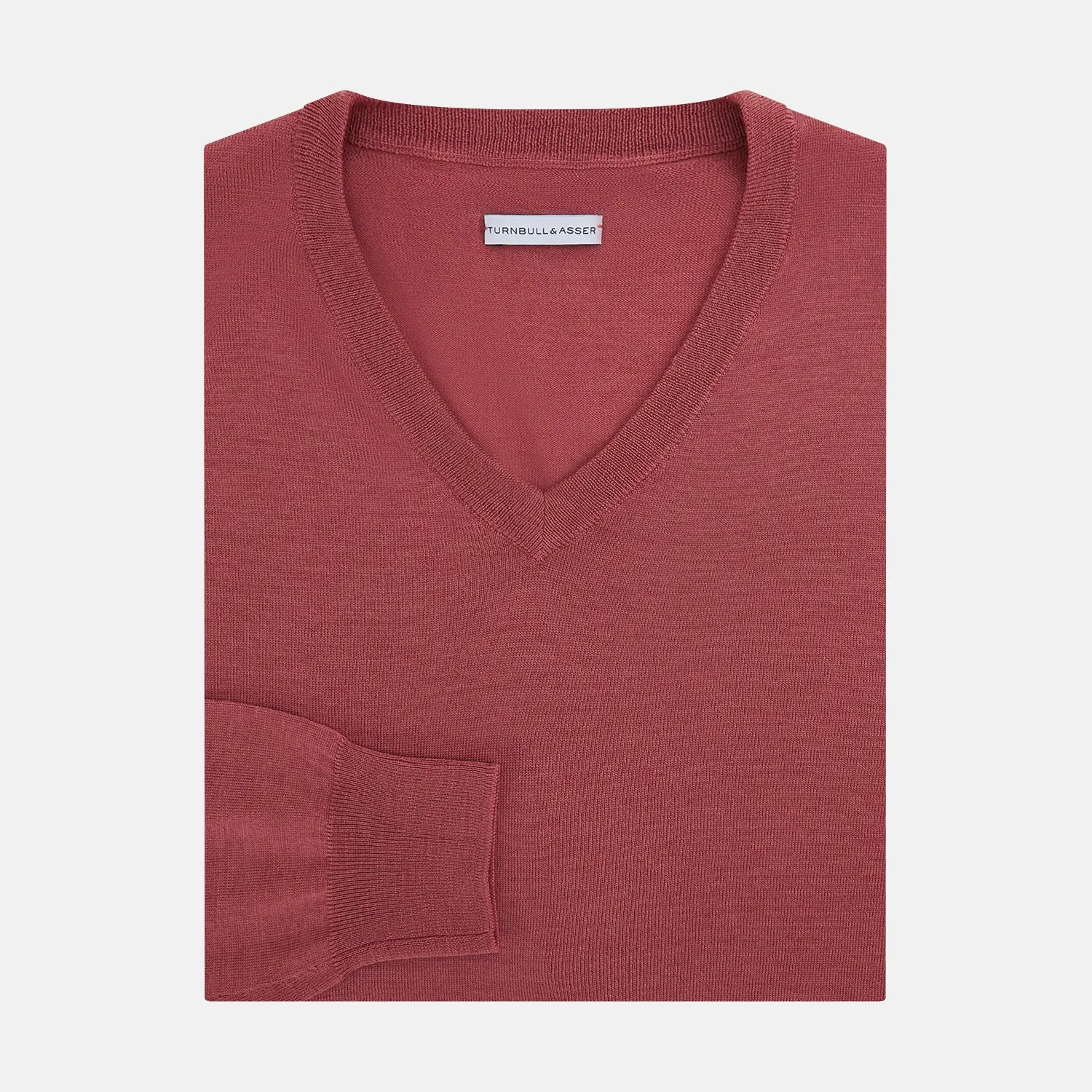 Antique Pink Merino V-Neck-Jumper sold by Turnbull & Asser product image thumbnail 4
