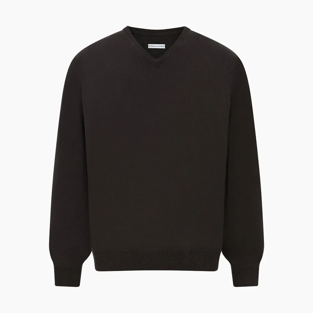 Dark Brown Cashmere V-Neck Jumper sold by Turnbull & Asser product image thumbnail 5