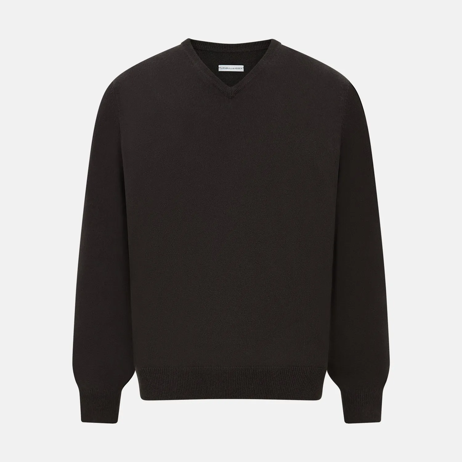 Dark Brown Cashmere V-Neck Jumper sold by Turnbull & Asser