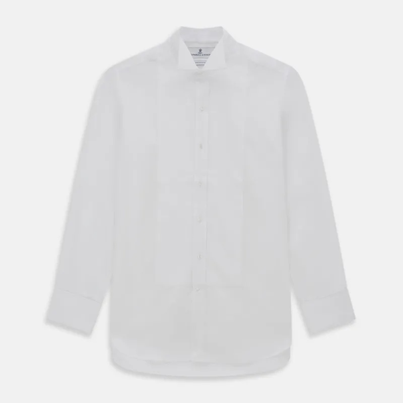 White Cotton Dress Shirt with Wing Collar and Double Cuffs sold by Turnbull & Asser