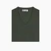 Green V-Neck Cashmere Slipover sold by Turnbull & Asser
